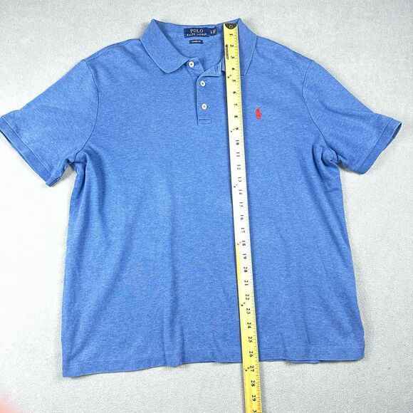 Polo Ralph Lauren Polo Shirt Mens Large Heather Blue Classic Fit Red Pony Logo - Picture 3 of 7